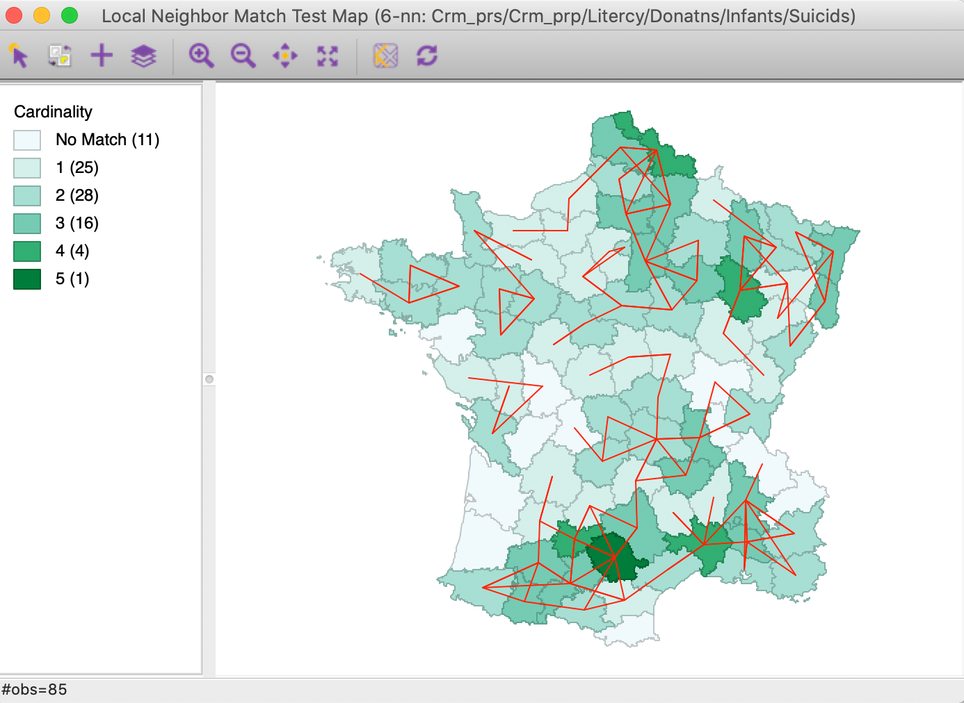 Local neighbor match connectivity cardinality
