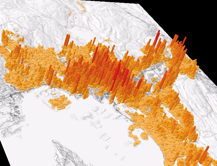 3D befolkningskart for Oslo