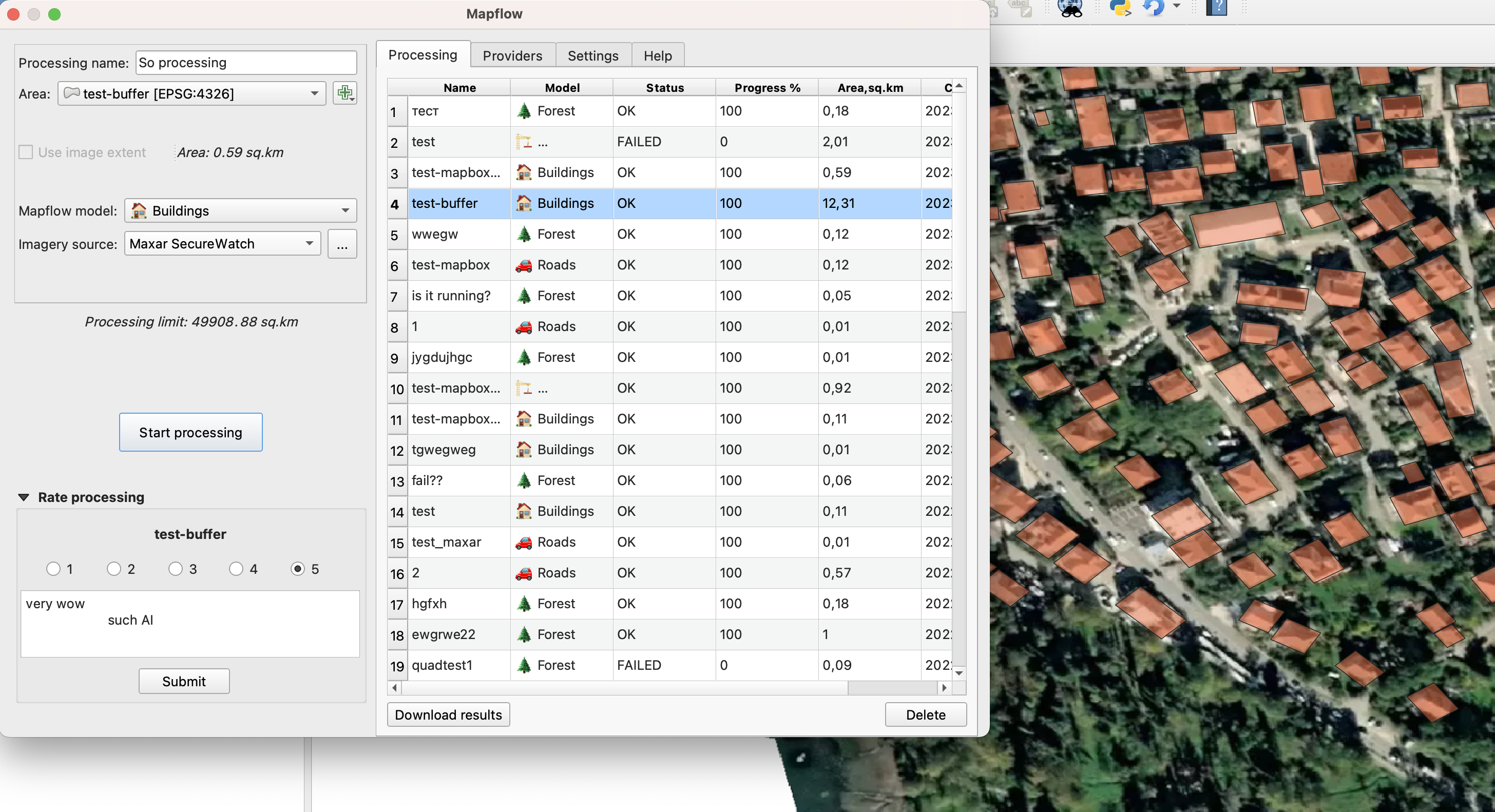 Geoalert Mapflow plugin for QGIS