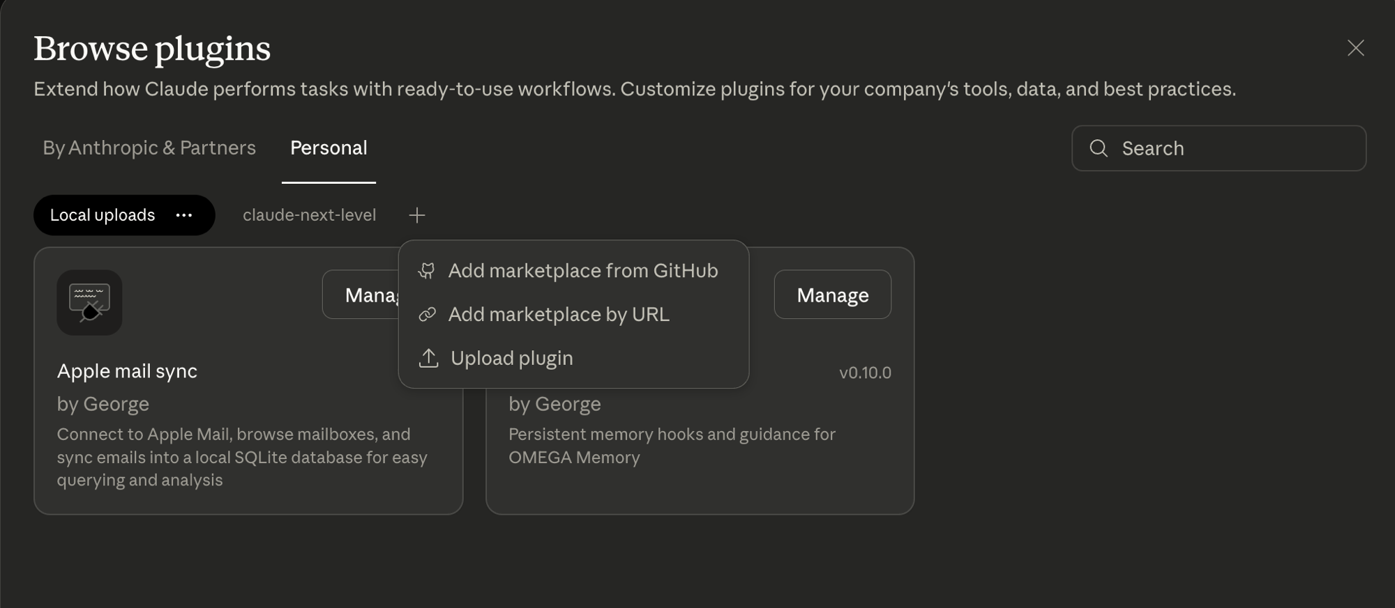 Add marketplace dropdown