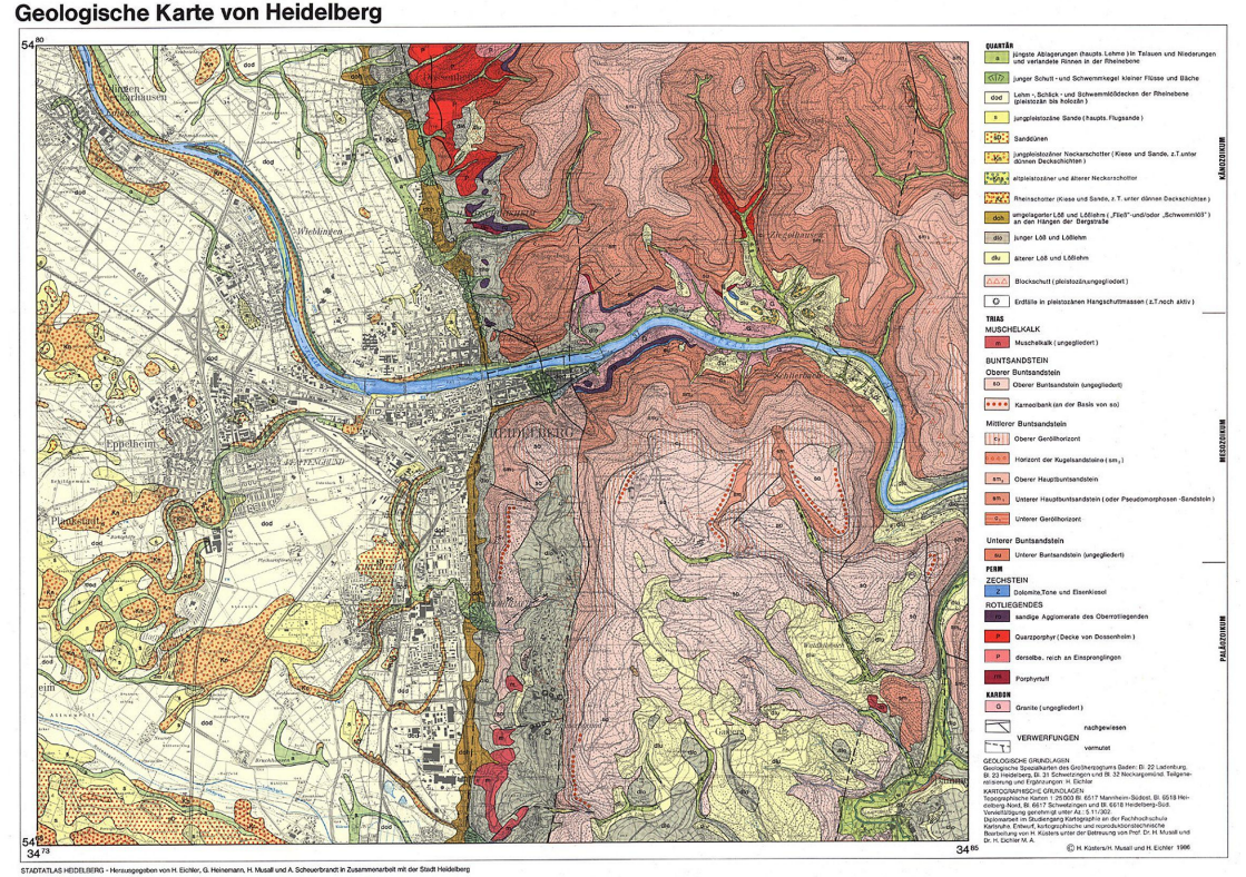 Geologische Karte von Heidelberg