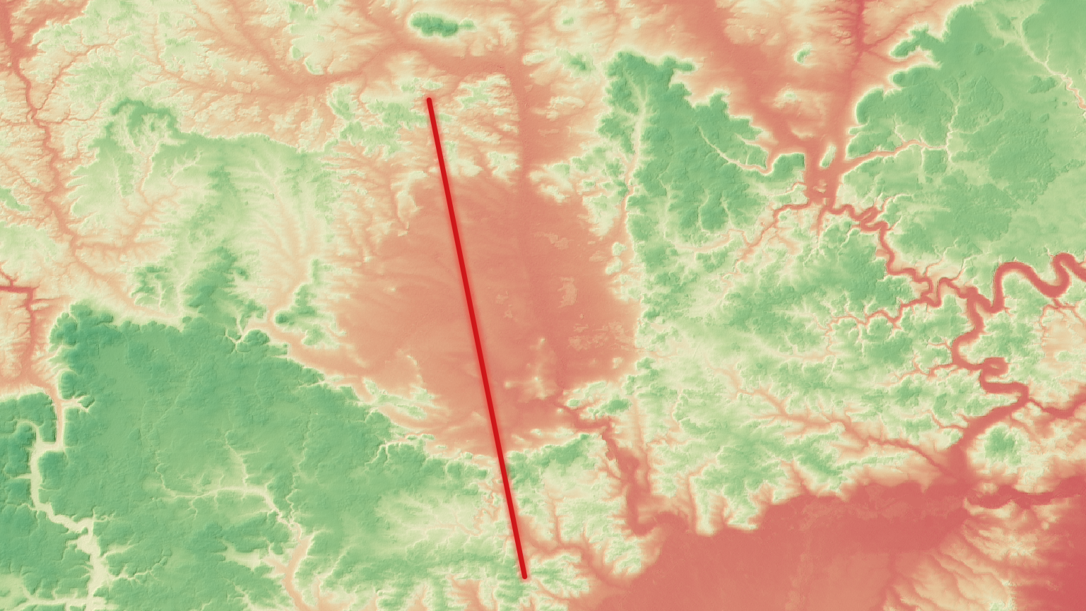 SRTM-Höhenmodell des inkl. Transect