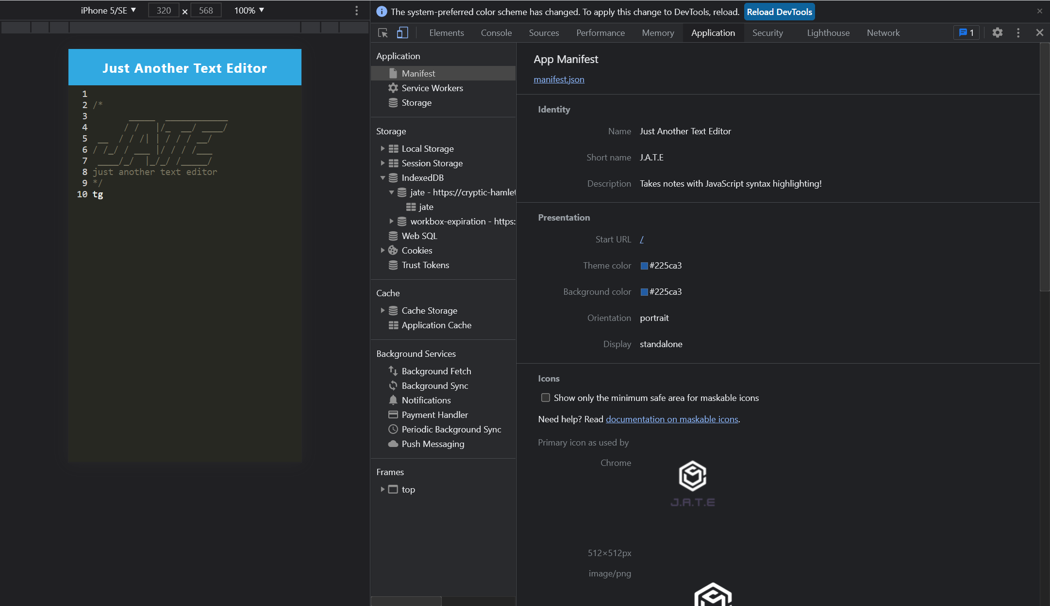 Demonstration of the finished Module 19 Challenge with a manifest file in the browser.