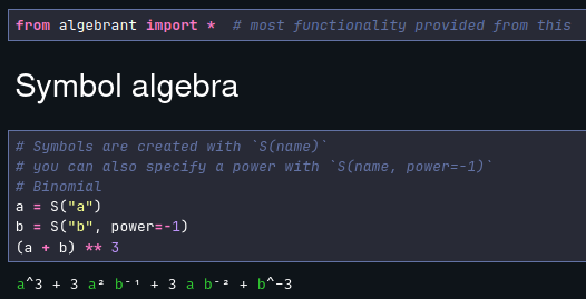 Symbol algebra