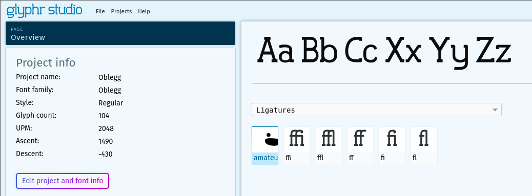 glyphrstudio ligatures