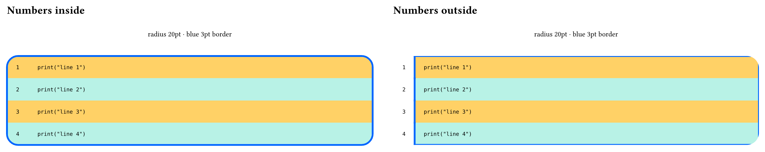 Released Codly border comparison