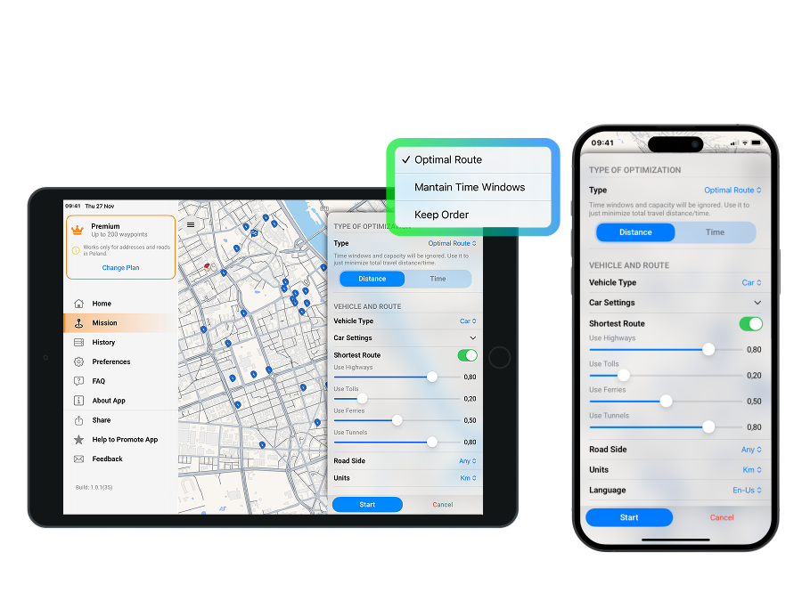 SwiftWay route visualization