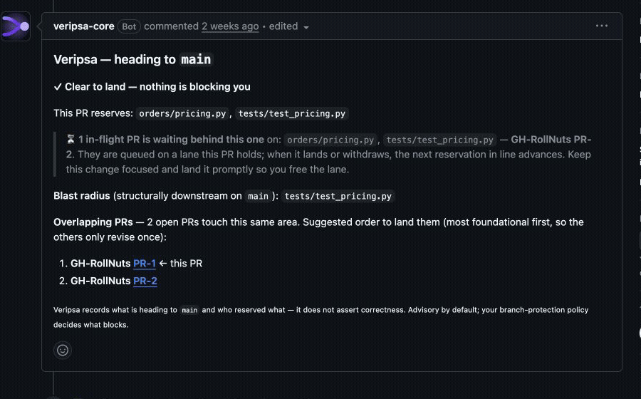 두 AI 에이전트가 동일한 파일을 편집할 때 — merge 전 PR 충돌을 확인하는 GitHub App 대표 이미지