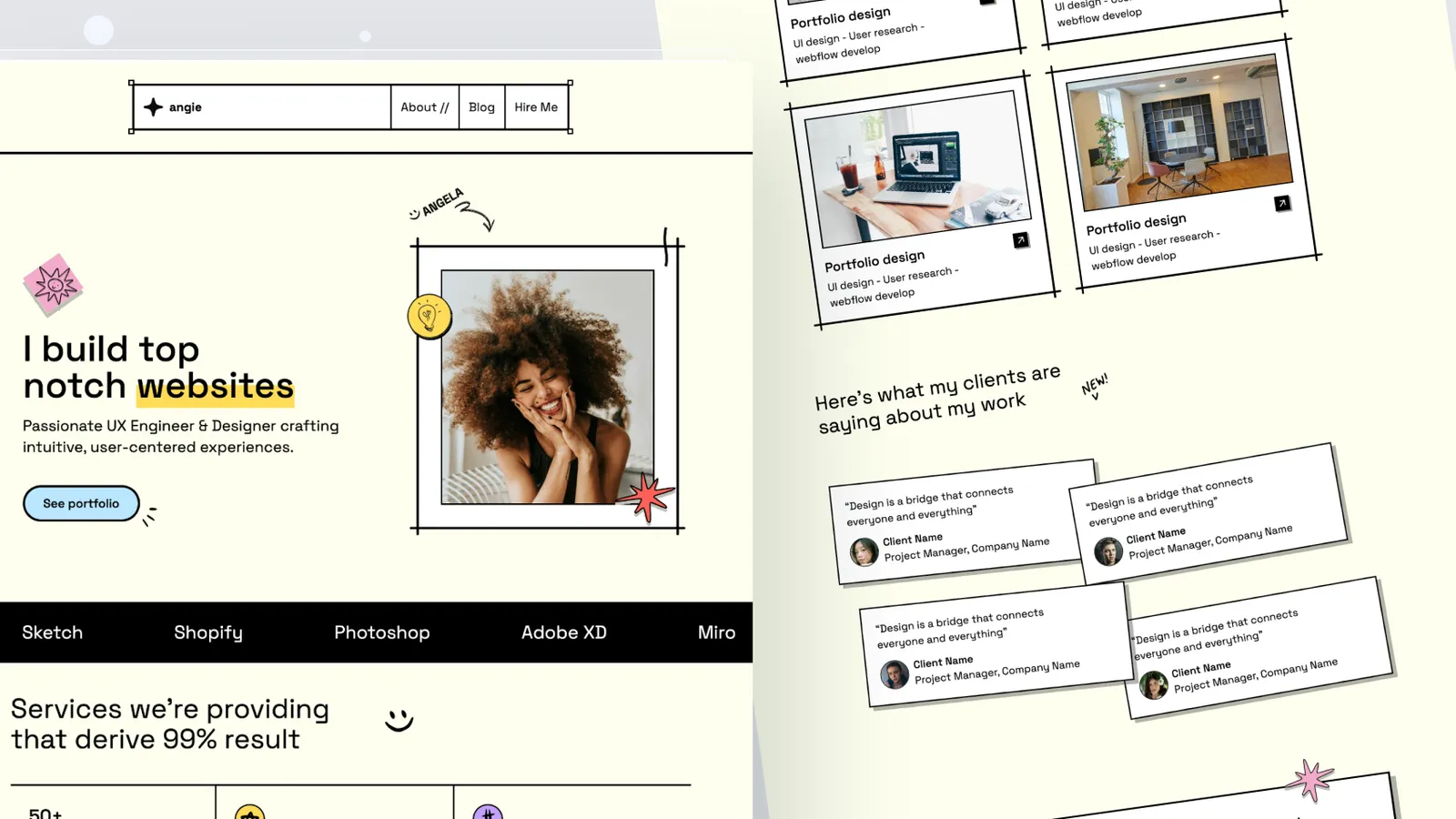 Site professionnel pour agence de design avec présentation des équipes et prises de rendez-vous