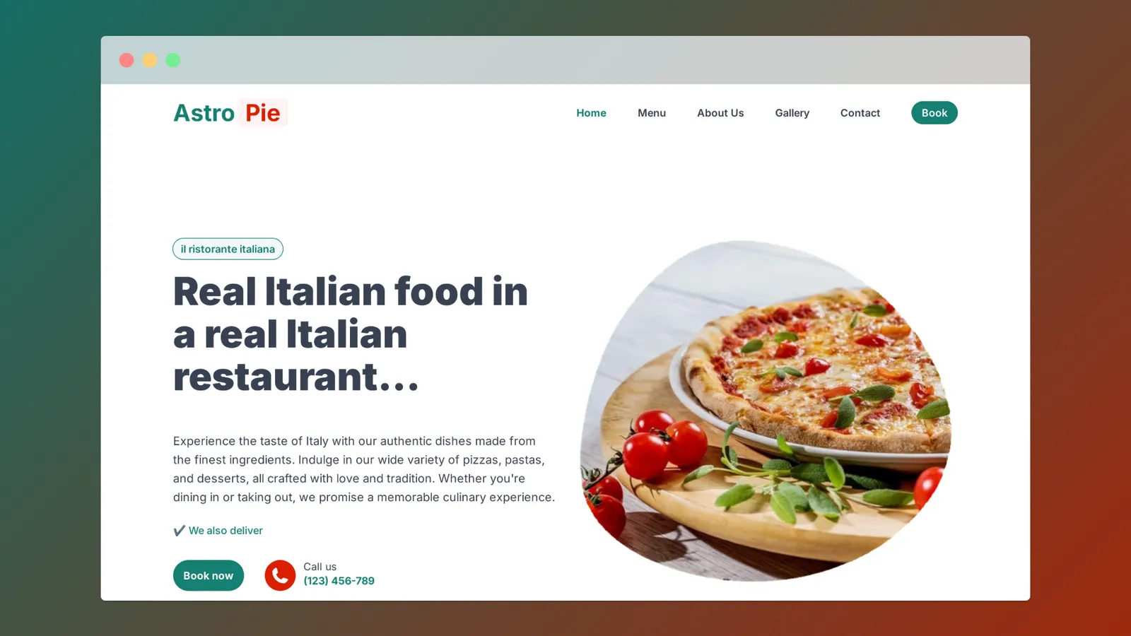 AstroPie est un thème, conçu pour vous offrir un point de départ à la fois esthétique et fonctionnel pour le site web de votre prochain restaurant ou bistrot.