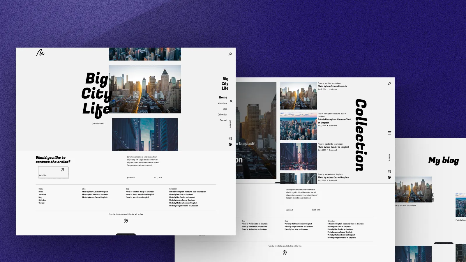 Site vitrine moderne pour photographe ou une agence de voyage avec présentation des photos/destinations et prises de rendez-vous