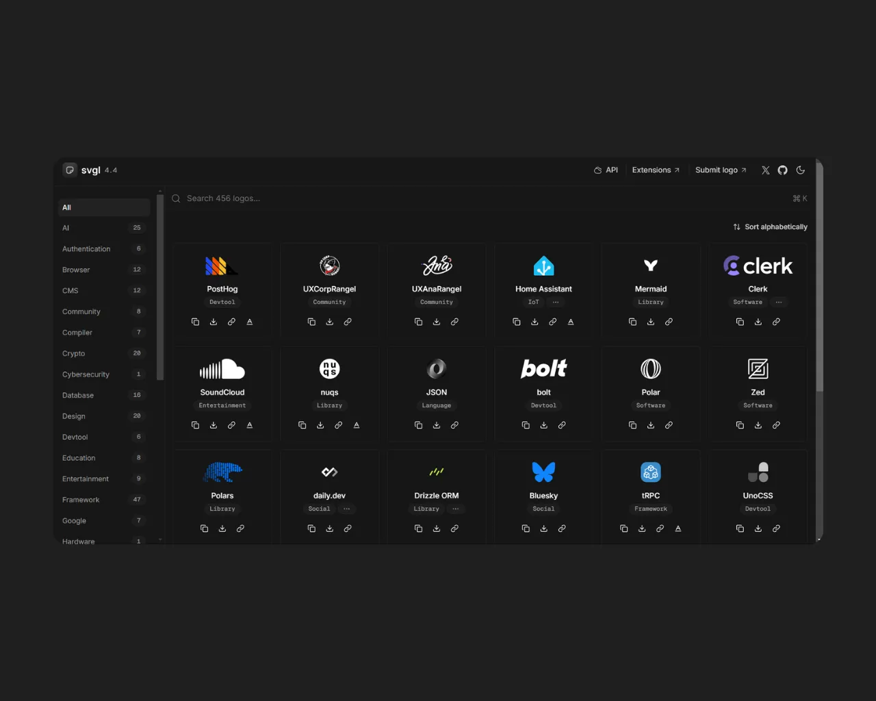 La boite a outils des icones permettant de présenter leurs applications et leurs site web.