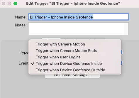 Available triggers