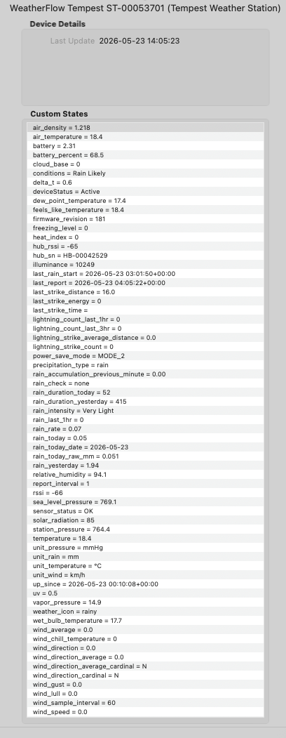 WeatherFlow Device States