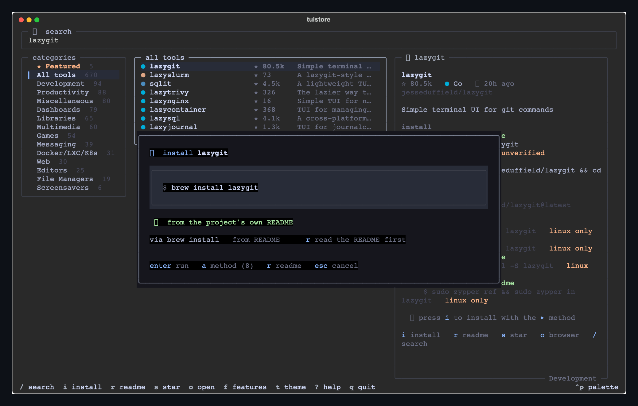 one-key install with streamed output