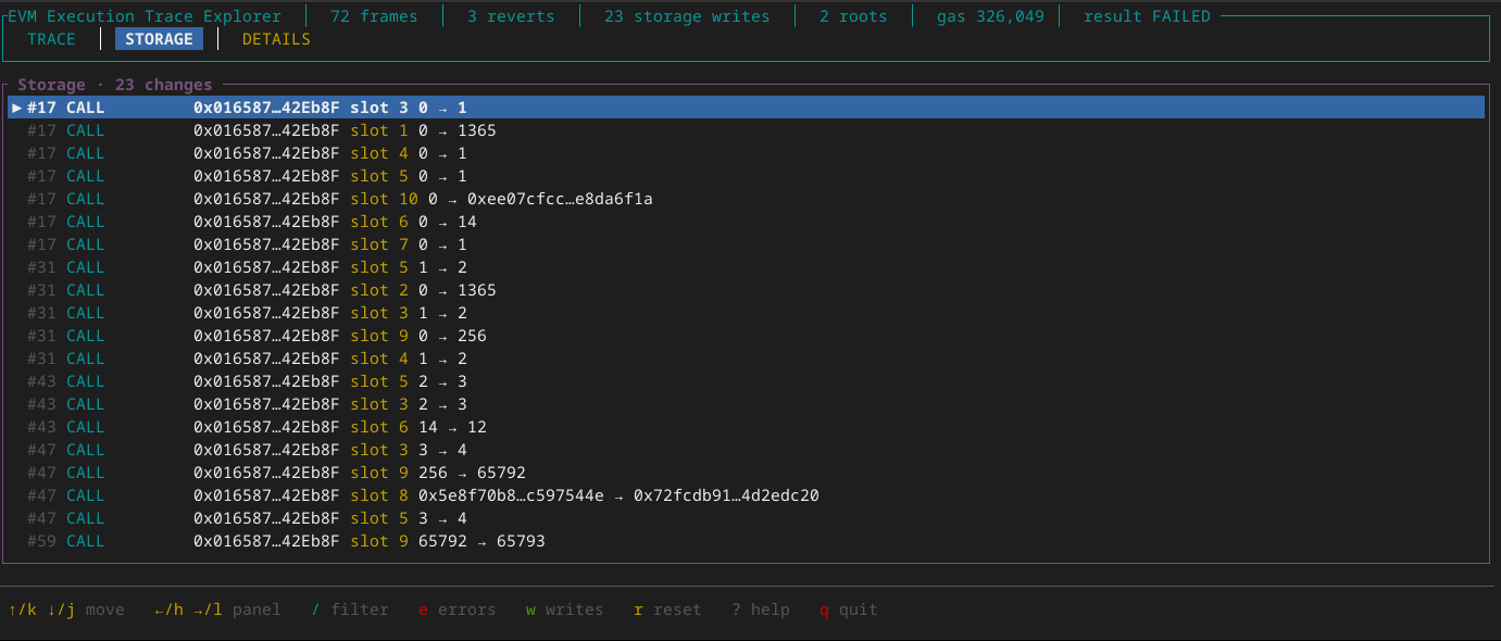 EVM Execution Trace Explorer — Foundry trace