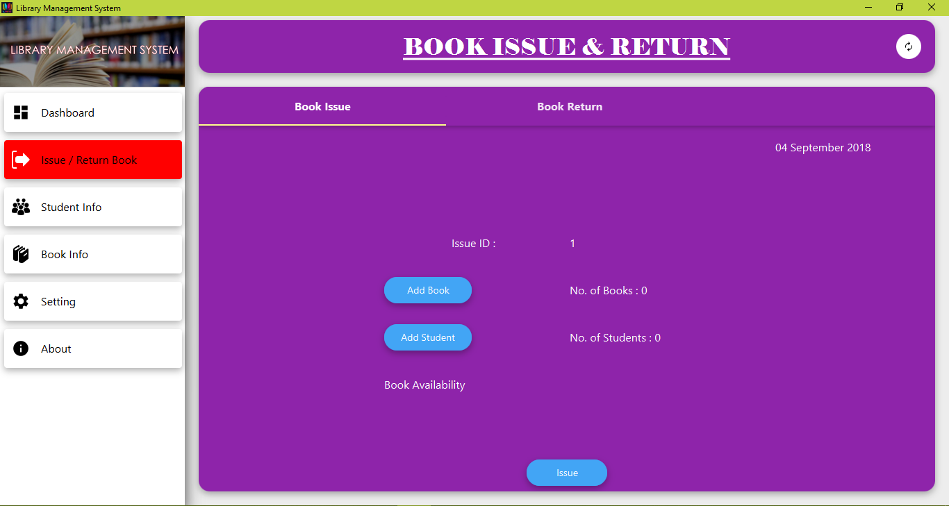 Issue Book Form