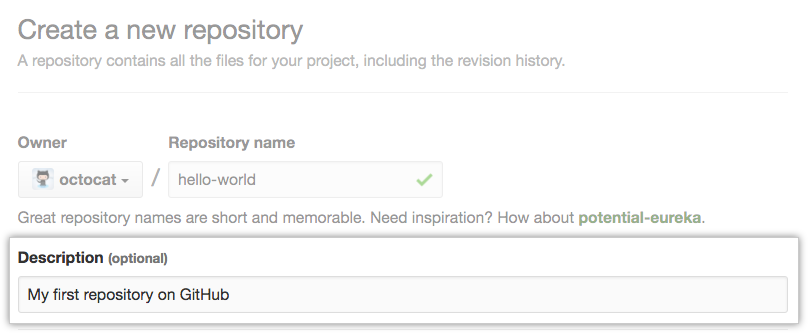 Print informando a descrição do novo repositório no GitHub