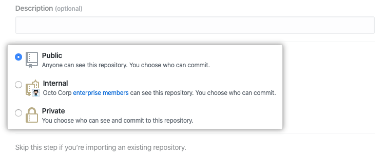 Print indicando a visibilidade do seu repositório no GitHub