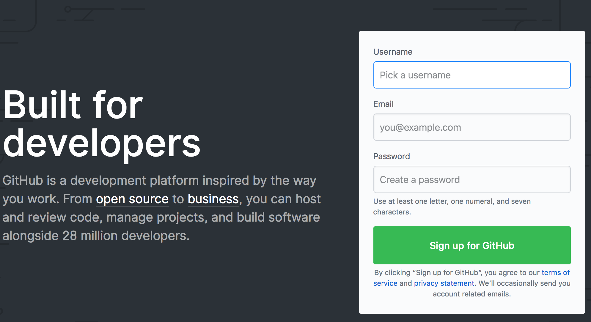 Print da Tela Inicial do Portal do GitHub