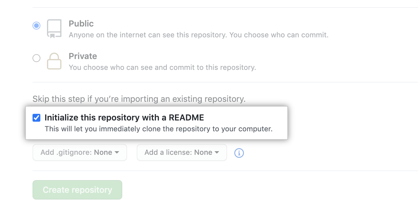 Print indicando a visibilidade do seu repositório no GitHub