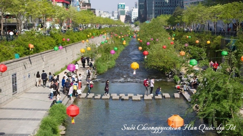 Du lịch Tết Hàn Quốc 2024 suối Cheonggyecheon 