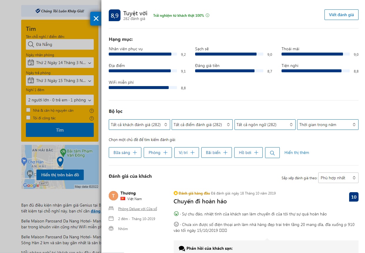 Viết đánh giá tại Booking.com