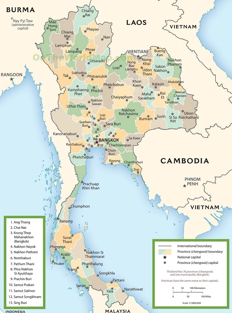 Vị trí địa lý Thái Lan trên bản đồ khu vực Đông Nam Á