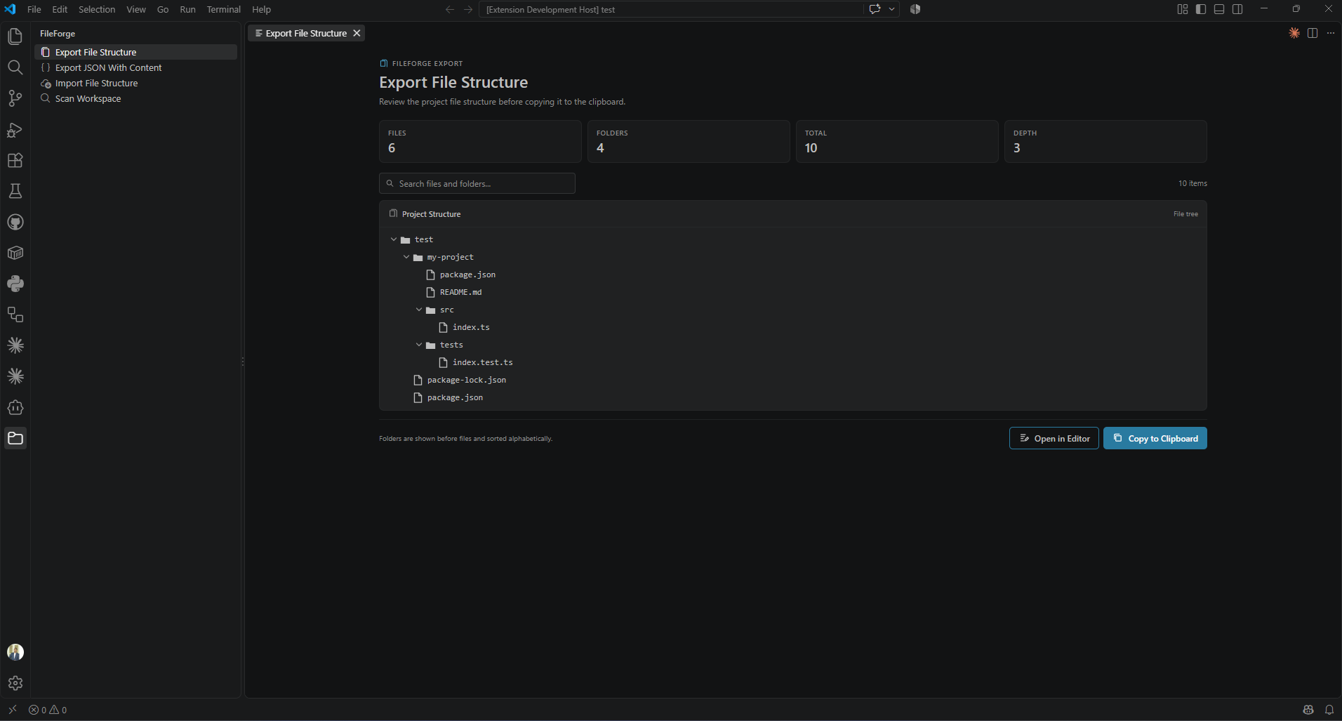 FileForge Export File Structure