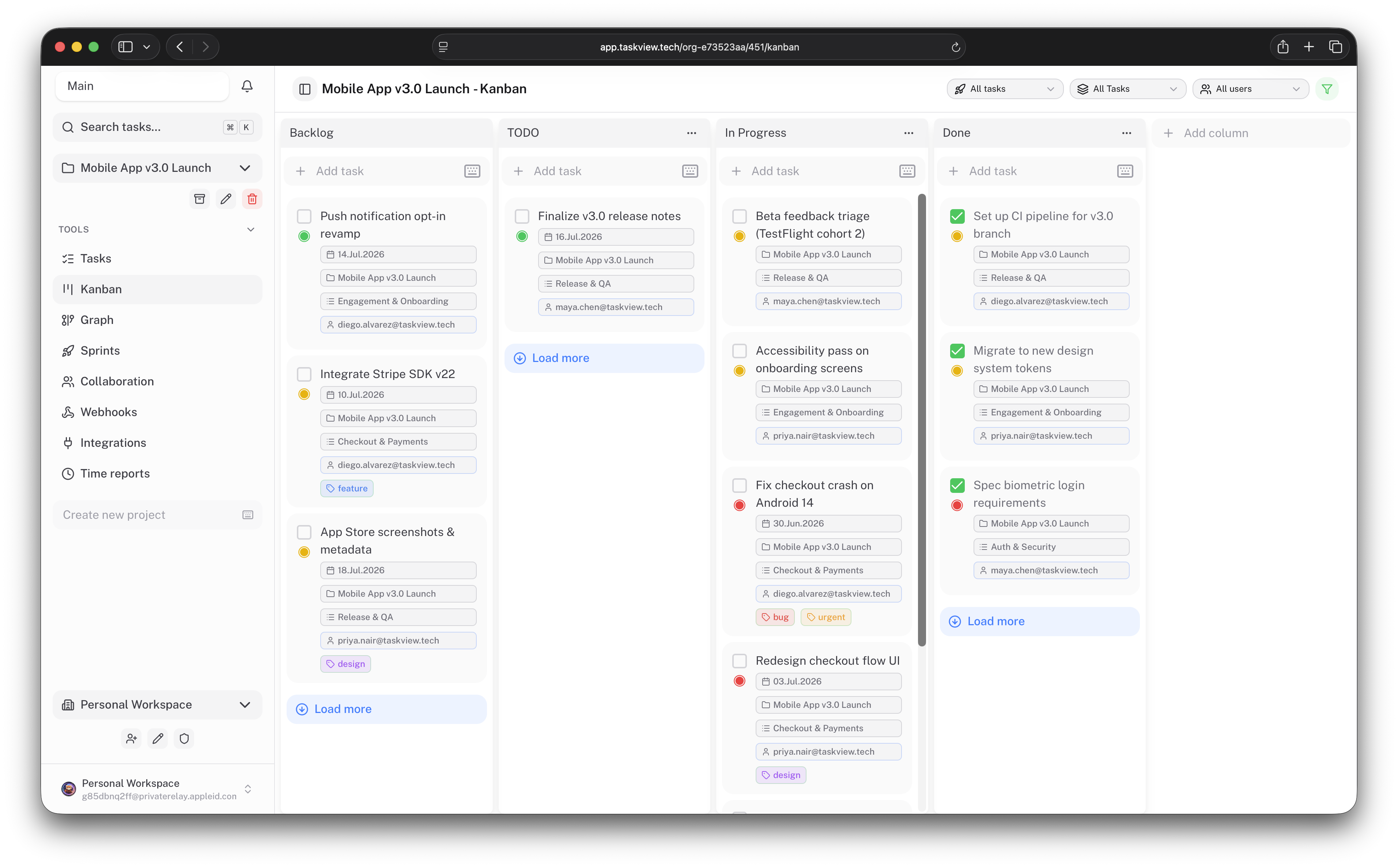 Kanban board (light theme)