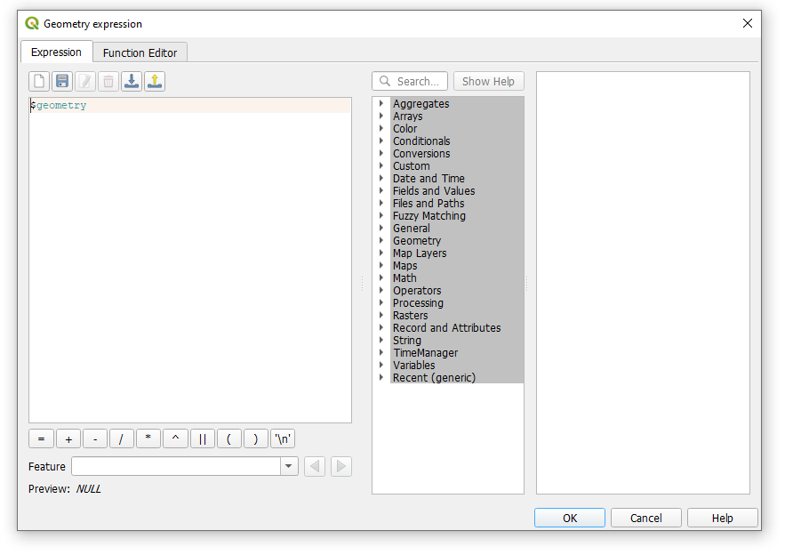 Expression dialog can be found from QGIS in several places