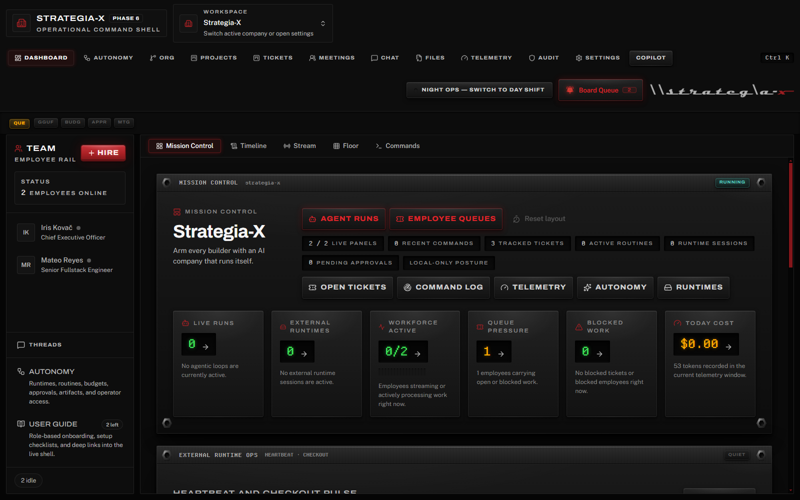Team-X Mission Control — Night Ops