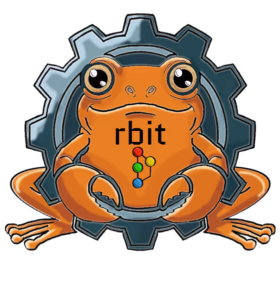 rbit logo — an orange frog mascot in a gear