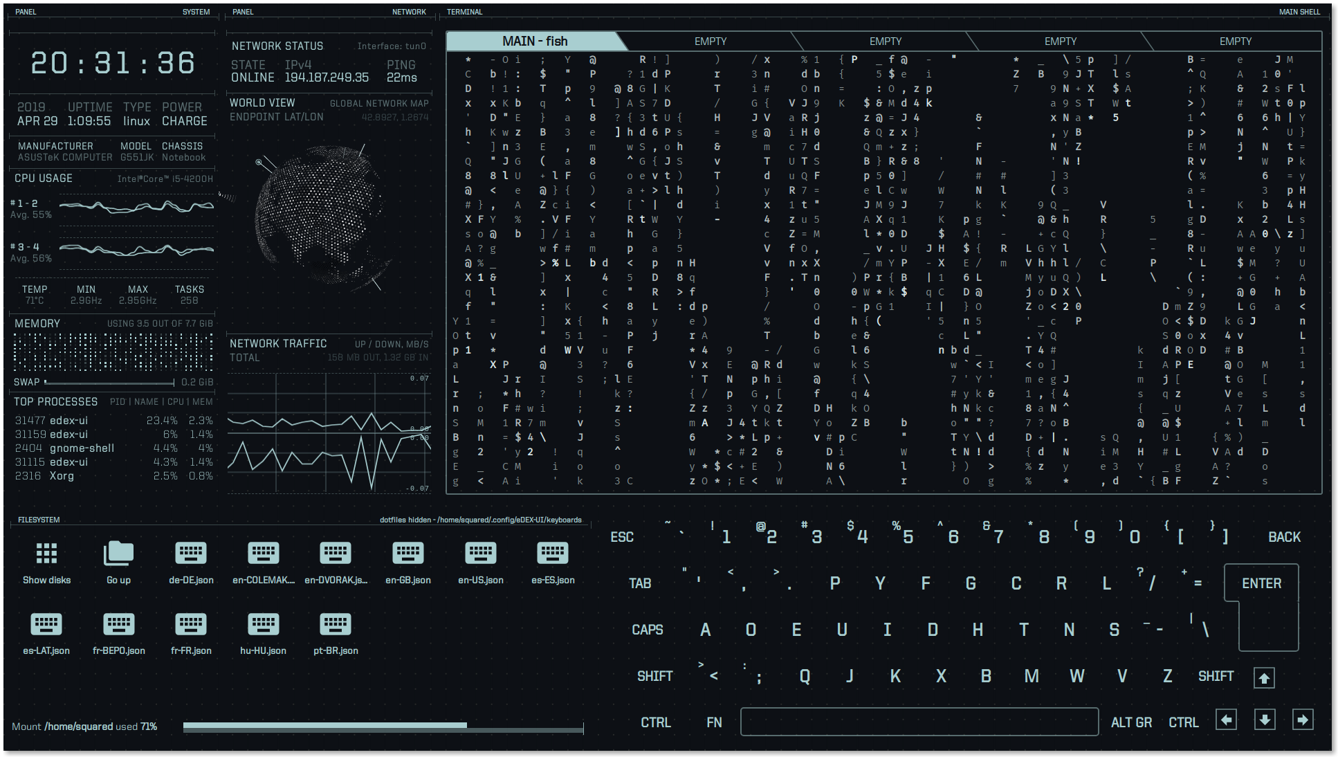 EDEX UI. EDEX Terminal. Terminal user interface системы. Консольный Интерфейс.