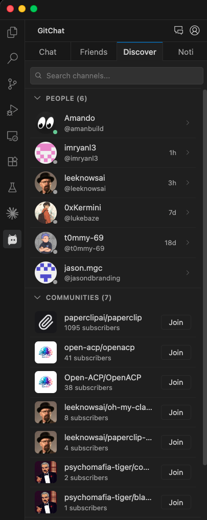 GitChat Explore - find developers and communities across GitHub