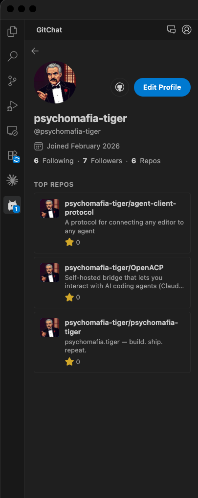 GitChat Developer Profiles - GitHub stats, top repos, bio in one card