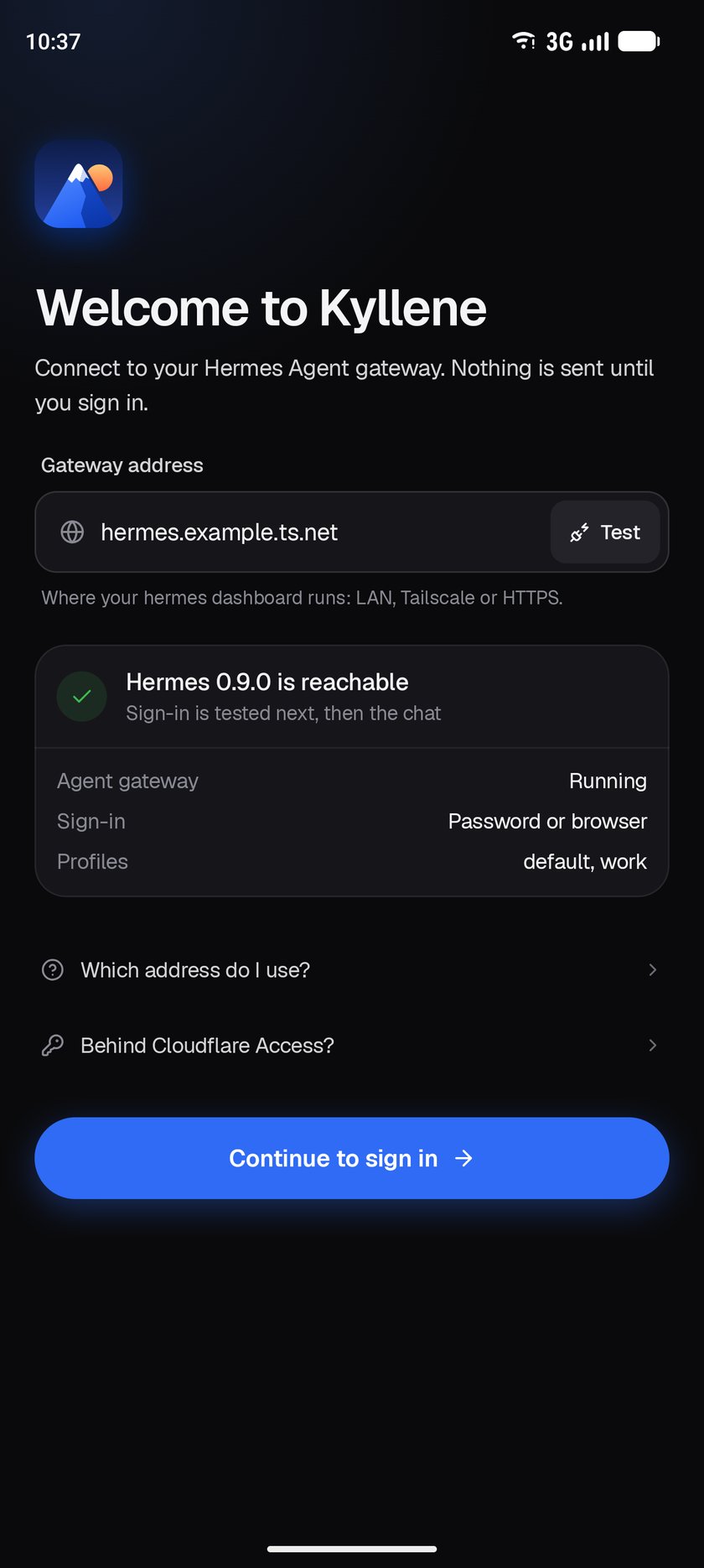 Connecting to a gateway that answered