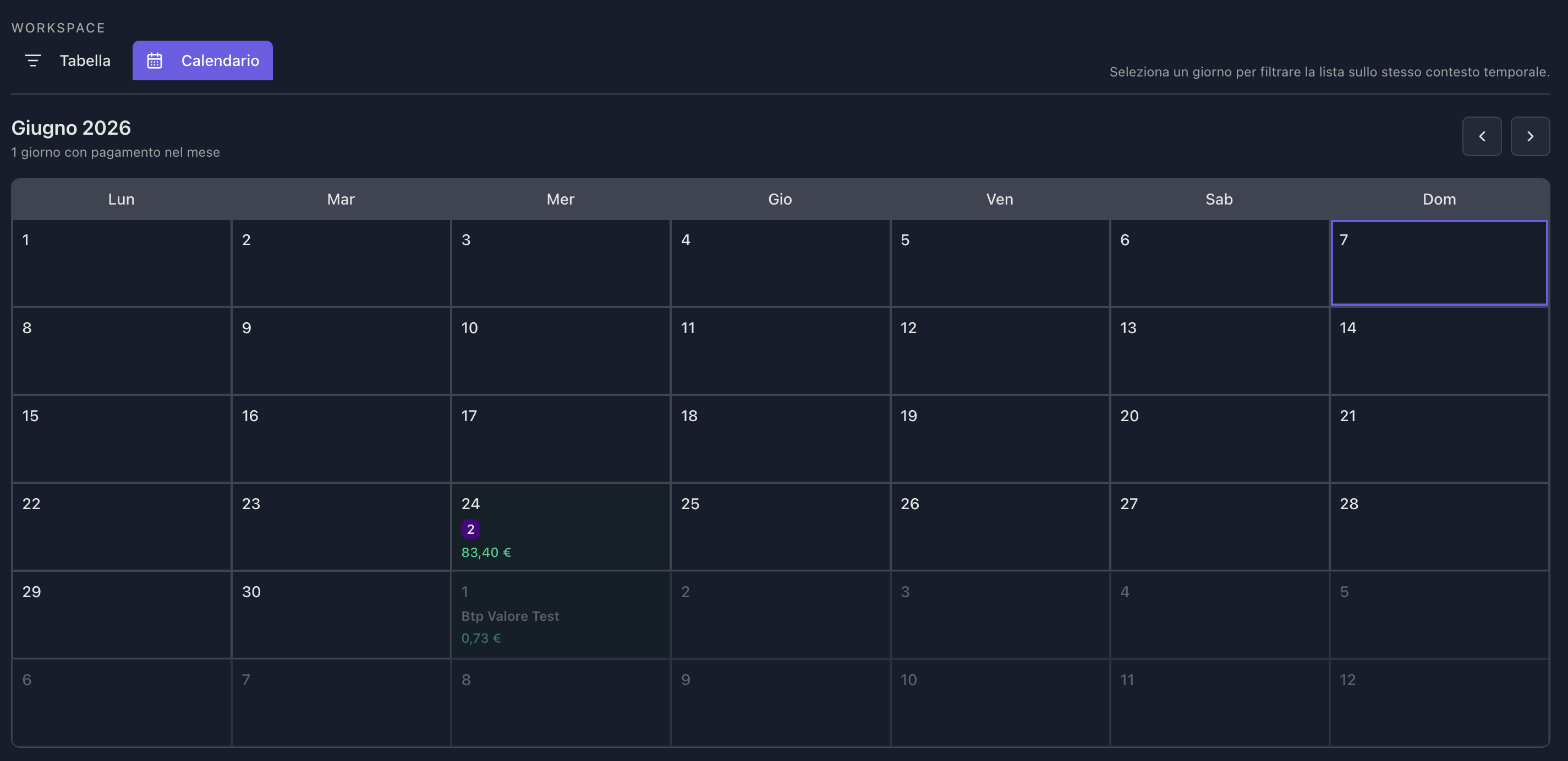 Dividend calendar