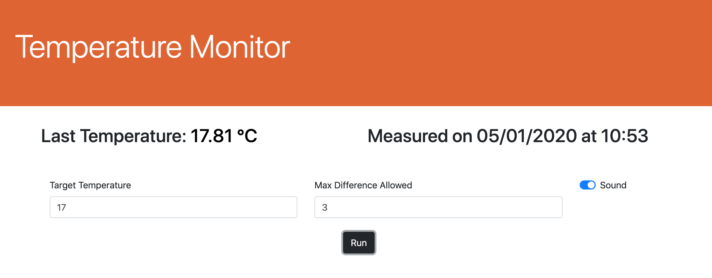 Live temperature reading