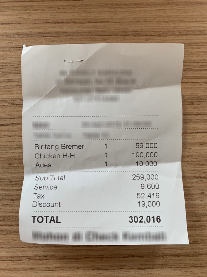 receipt with a total of 302.016 IDR, from CORD