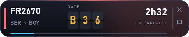Flight Widget collapsed to a strip
