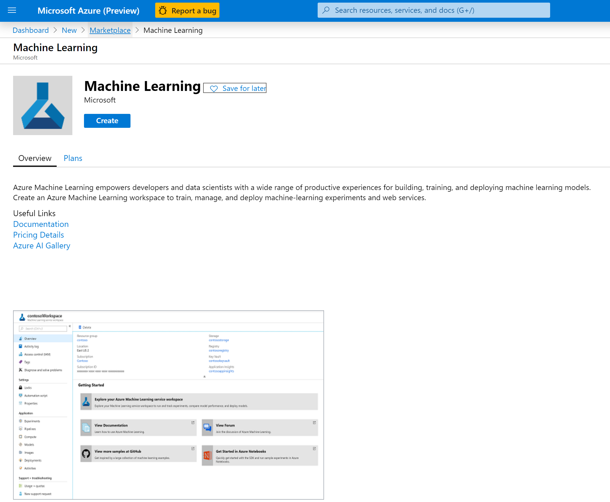 Create Machine Learning Workspace