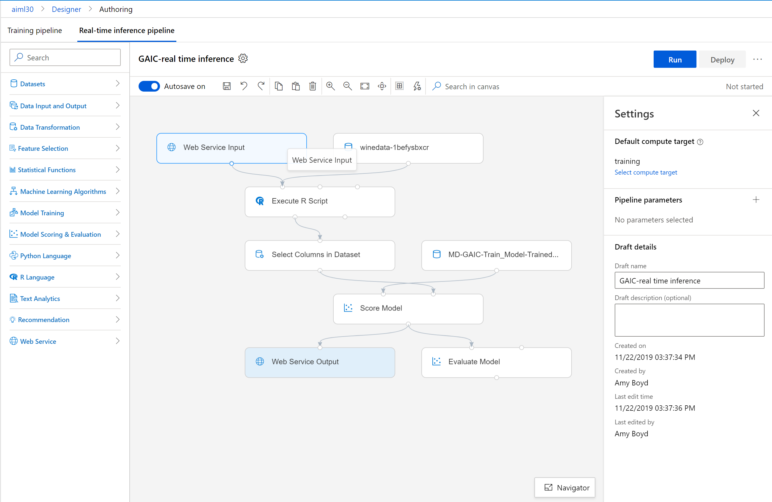 Creating the predictive experiment