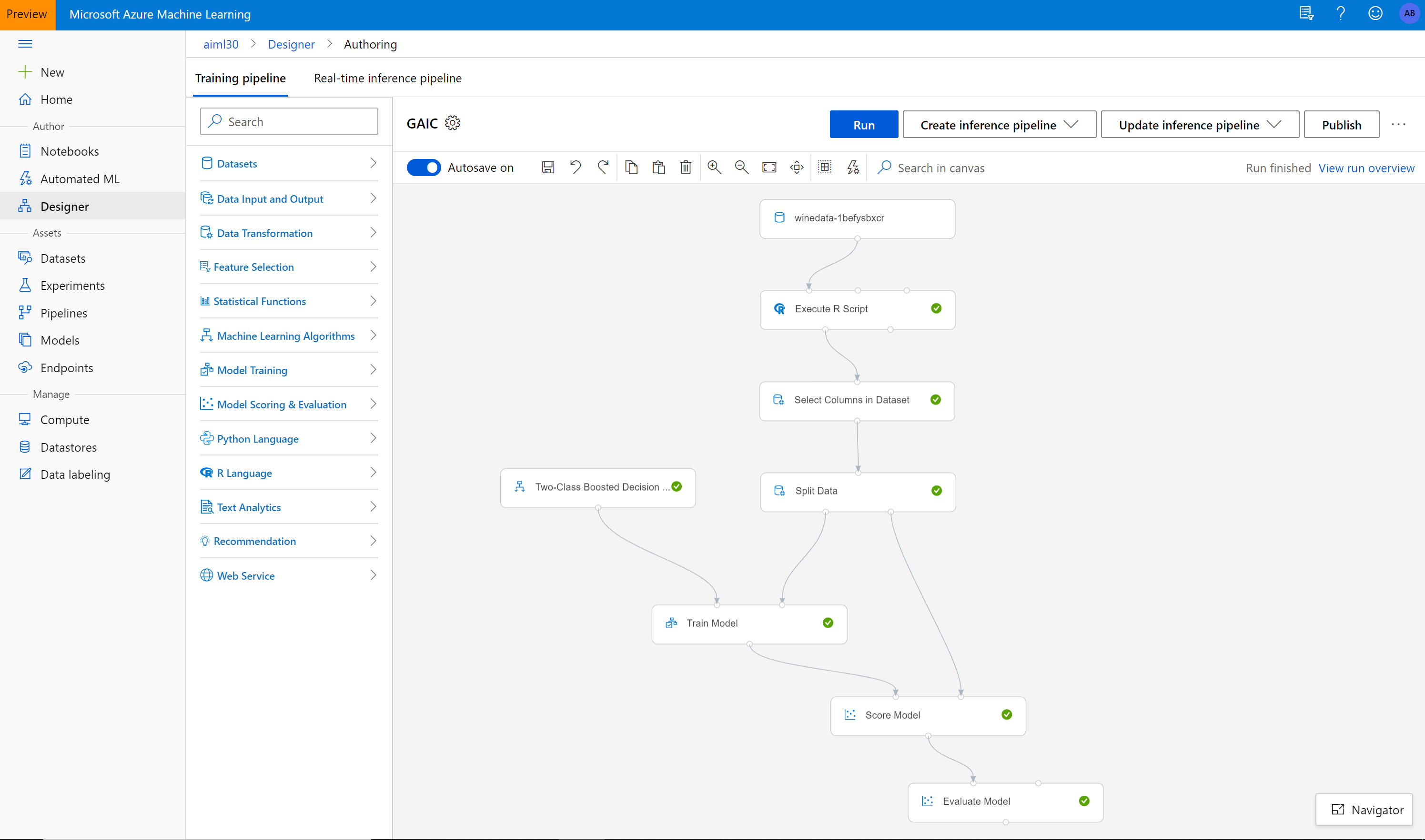 Azure Machine Learning designer