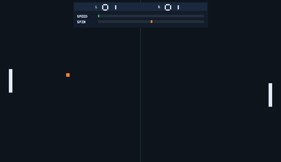 Archived Whacker gameplay screenshot showing the match field, score, speed, and spin HUD.