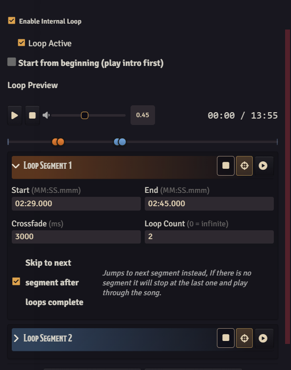 Internal loop editor