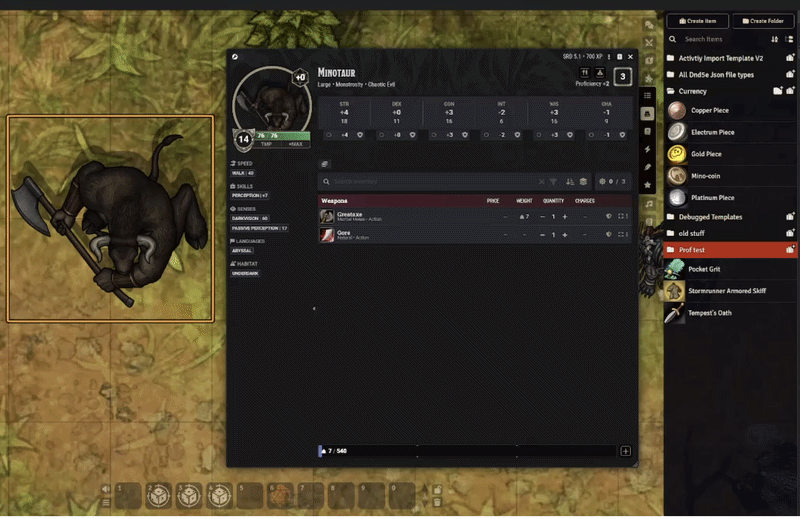 Using linked physical currency items in an actor inventory
