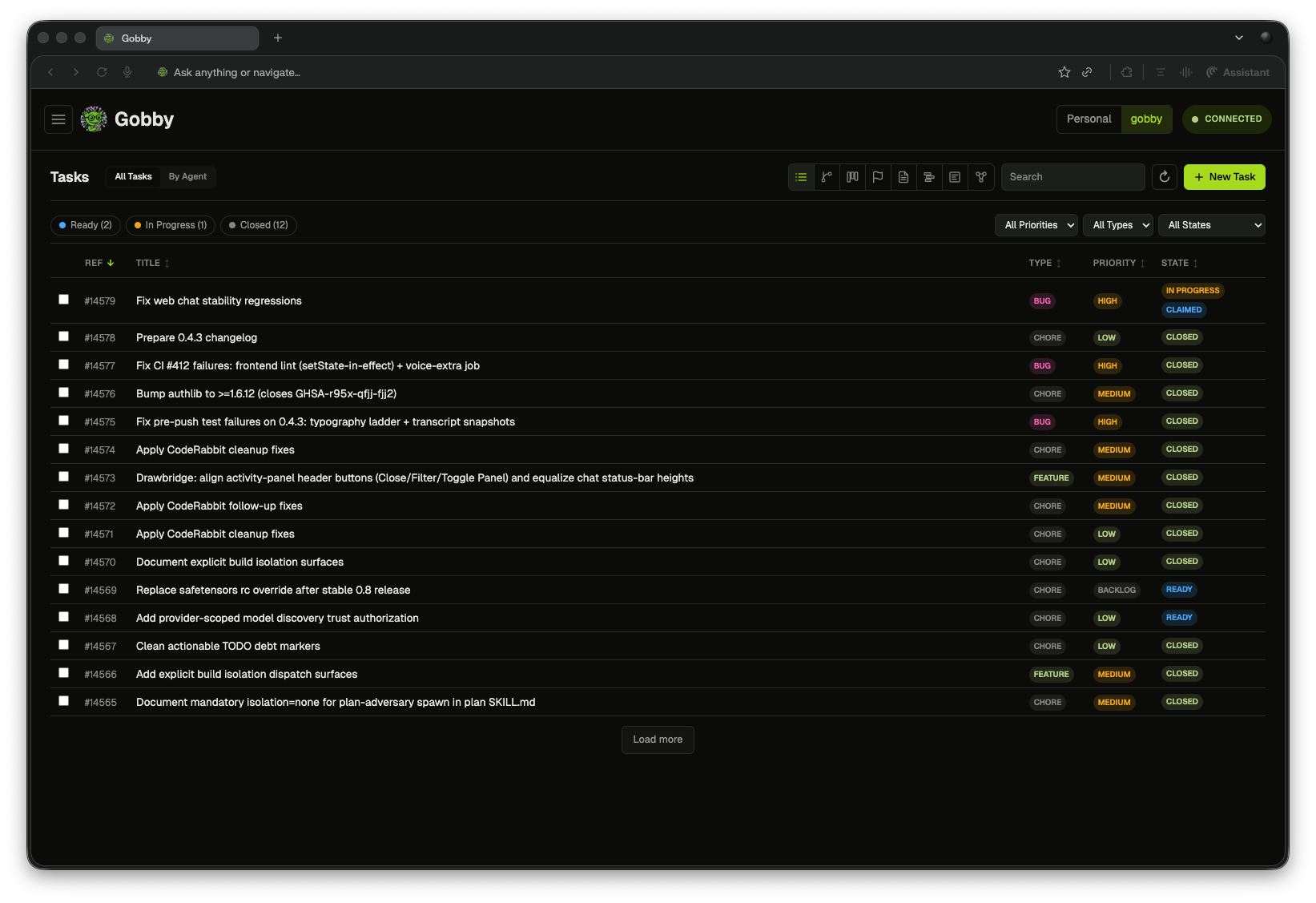 Gobby tasks view