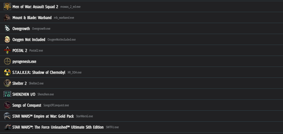 New game list