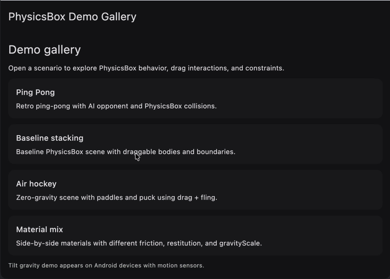 PhysicsBox Demo Desktop 2